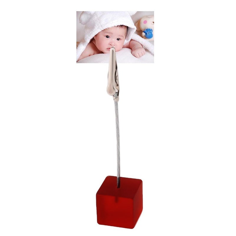 Xiaoyztan Memo Clips Holder,Red Cube Table Number Holders,Paper Note Clip for Office Home Use, Office Memo Holders, Desk Accessories and Workspace Organizers,Pack of 10 - Image 3
